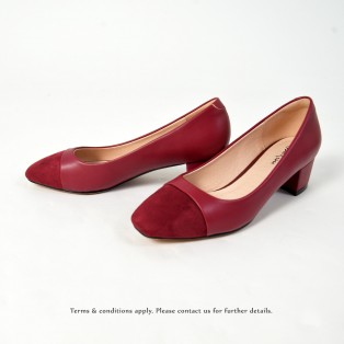 Square Toe | Leather Shoes  | Formal Loafer | Office Lady Pumps | Red | RS6868B