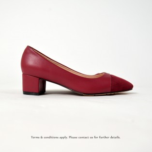 Square Toe | Leather Shoes  | Formal Loafer | Office Lady Pumps | Red | RS6868B